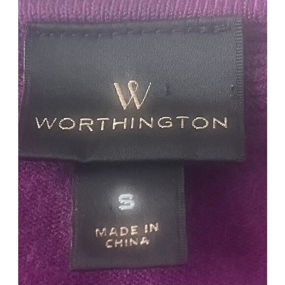 WORTHINGTON LONG SLV MIDI FIT & FLARE WAIST DRESS, WOMENS, S, PURPLE, ROUND NECK - Picture 10 of 11